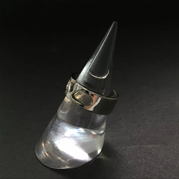 AUTH VALENTINO V Logo Ring Silver Sz 52/6 - Picture 3 of 8